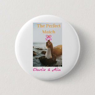 Das perfekte Paar Hochzeitspaar Foto retro rosa Button