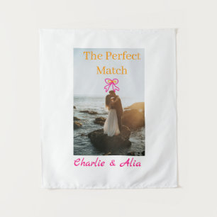 Das perfekte Paar Hochzeitspaar Foto Retro rosa Wandteppich