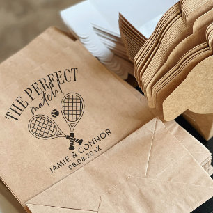 Das perfekte Spiel Save the Date Wedding Tennis Gummistempel