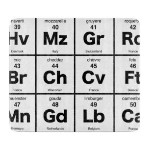 Das Periodensystem der internationalen Käse Schneidebrett
