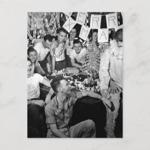 Das Personal der USS LEXINGTON feiert_War Image Postkarte