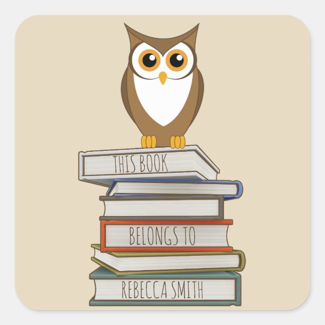 Das Personalisierte Buch Owl and Books gehört zu Quadratischer Aufkleber (Vorderseite)