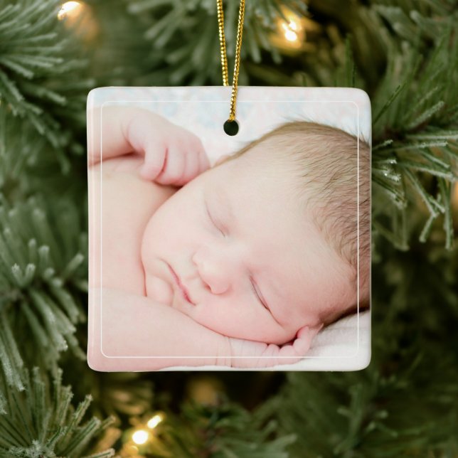 Das Personalisierte Foto des Babys zum ersten Mal  Keramikornament (Baum)