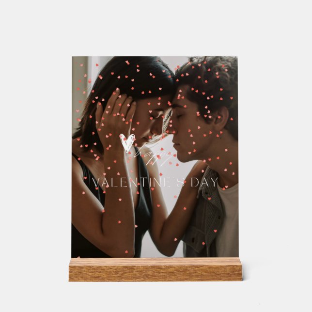 Das personalisierte Foto des modernen Valentinstag Acrylschild (Vorderseite)