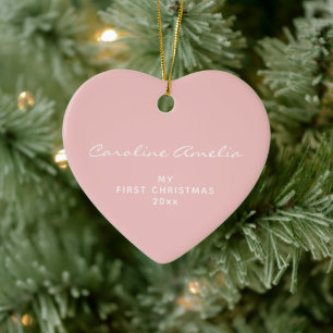 Das Personalisierte Pink des Babys zu Weihnachten  Keramik Ornament