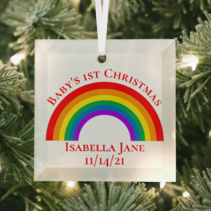 Das Personalisierte Rainbow-Geschenk für Baby Ornament Aus Glas