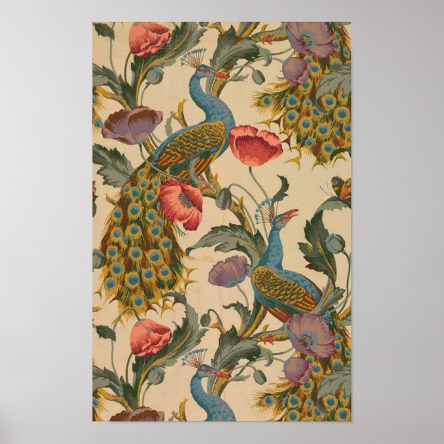 Das Pfauenmuster im Jugendstil Poster (Vorne)