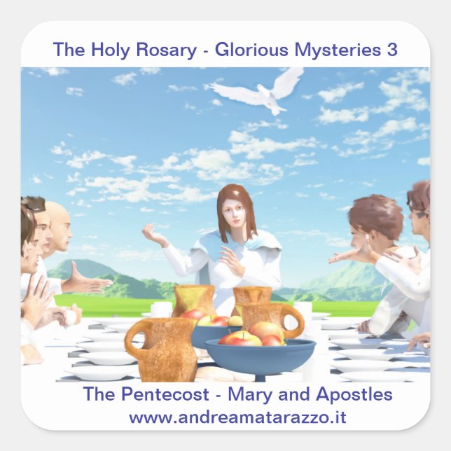 Das Pfingsten (Maria mit den Aposteln) Quadratischer Aufkleber (Vorderseite)