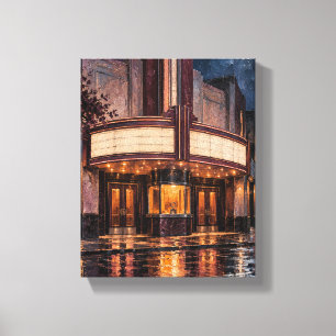 Das Pflaumenkino nach dem Regen - Neo-Deco-Stadt K Leinwanddruck