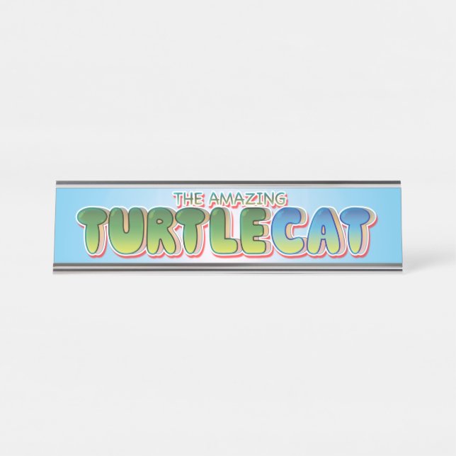 Das Phantastische Turtlecat-Logo Schreibtischnamensplakette (Vorderseite )