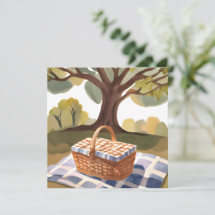 Das Picknick Wasserfarbenkarte Korb aus Weidenge
