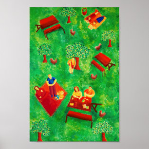 Das Picknick Zeitgenössische Kunst Acrylmalerei Ji Poster