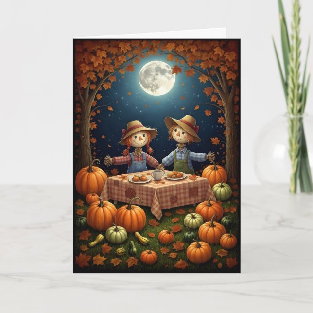 Das Picnic Halloween in der Scarecrow Feiertagskarte (Vorderseite)