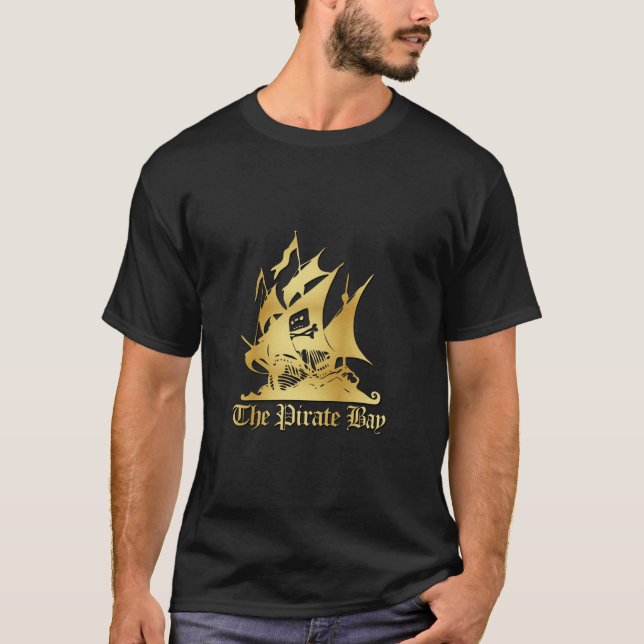 Das Piraten-Bucht-Goldlogot-stück T-Shirt (Vorderseite)