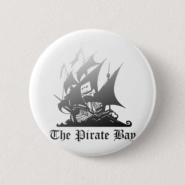 Das Piraten-Bucht-Grau zum Schwarzen Button (Vorderseite)