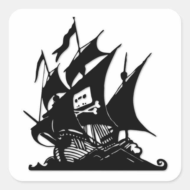 Das Piraten-Bucht-Logo-Schiff Quadratischer Aufkleber (Vorderseite)