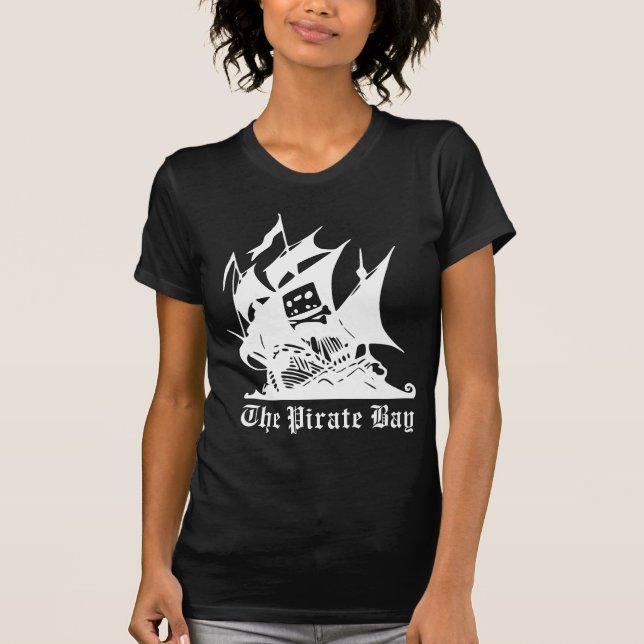 das Piratenbucht-Piratenschiffslogo T-Shirt (Vorderseite)