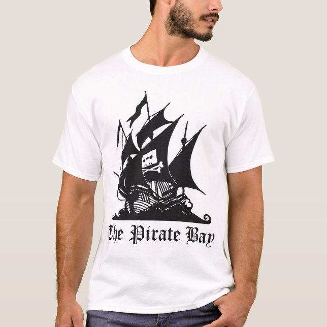 Das Piratenbuchtlogo mit des Logos Rückseite an T-Shirt (Vorderseite)