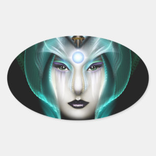 Das Portrait Cyiria ISO Black Ovaler Aufkleber