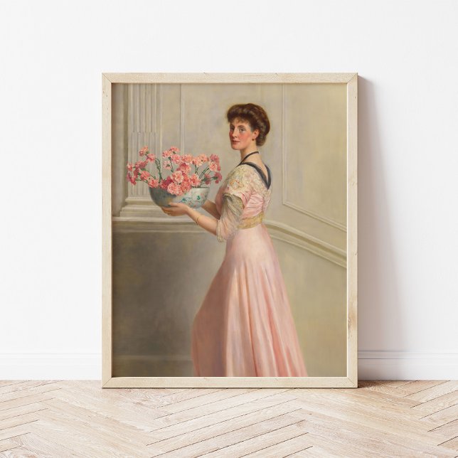 Das Portrait einer Frau in Rosa | John Collier Poster (Von Creator hochgeladen)