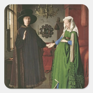 Das Portrait von Giovanni Arnolfini Quadratischer Aufkleber