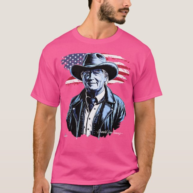 Das Portrait von Präsident Donald Trump in Cowboy  T-Shirt (Vorderseite)