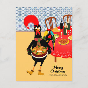 Das portugiesische Rooster mit einem King Cake Postkarte
