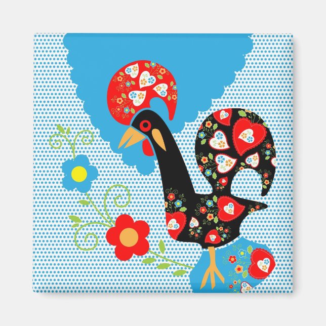 Das portugiesische Rooster von Barcelos Magnet (Vorne)