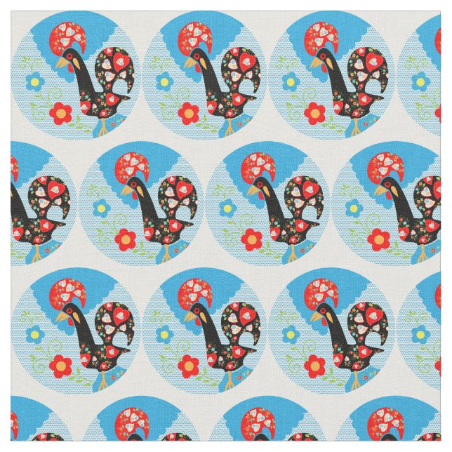 Das portugiesische Rooster von Barcelos Stoff (Nahaufnahme)