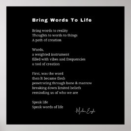 Das Poster "Gedicht an der Wand" mit Worten zum Le