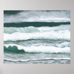 Das Poster "The Waves Crash Ocean Seashore Art"