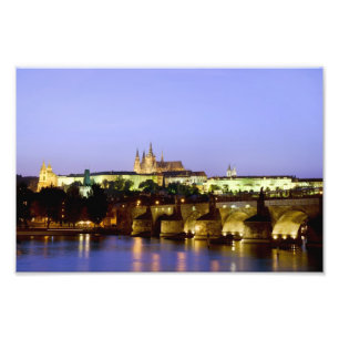 Das Prag-Schloss und die Charles-Brücke an der Fotodruck