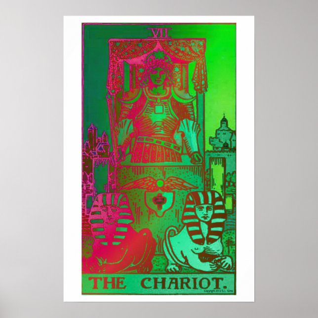 Das psychedelische Poster der Chariot-Tarot-Karte (Vorne)