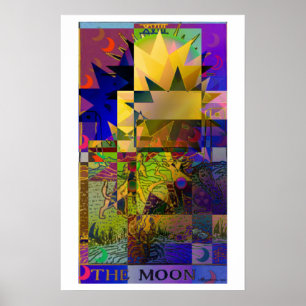 Das psychedelische Poster der Moon Tarot Card
