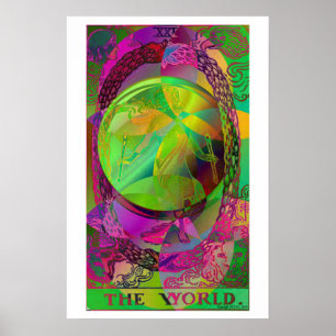 Das Psychedelische Poster der World Tarot Card