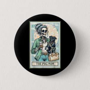 Das Pug-Mutter-Skelett-Geschenk Spooky Season Hall Button