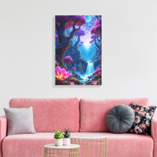 Das pulsierende Glühen des surrealen Dschungels Leinwanddruck