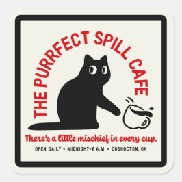 Das Purfect Spill Café Quadratischer Aufkleber