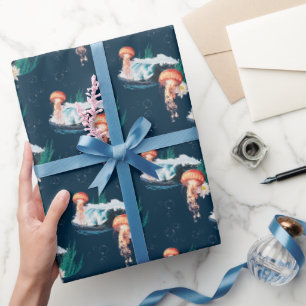 Das Quallen-Muster des weißen Lotus Ocean Geschenkpapier