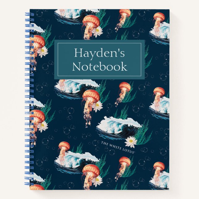 Das Quallen-Muster des weißen Lotus Ocean Notizbuch (Vorderseite)