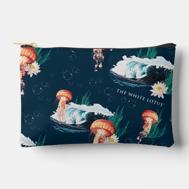 Das Quallen-Muster des weißen Lotus Ocean Zubehörtasche (Vorderseite)