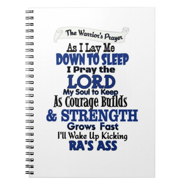 Das RA das Gebet des Kriegers Notizblock (Vorderseite)