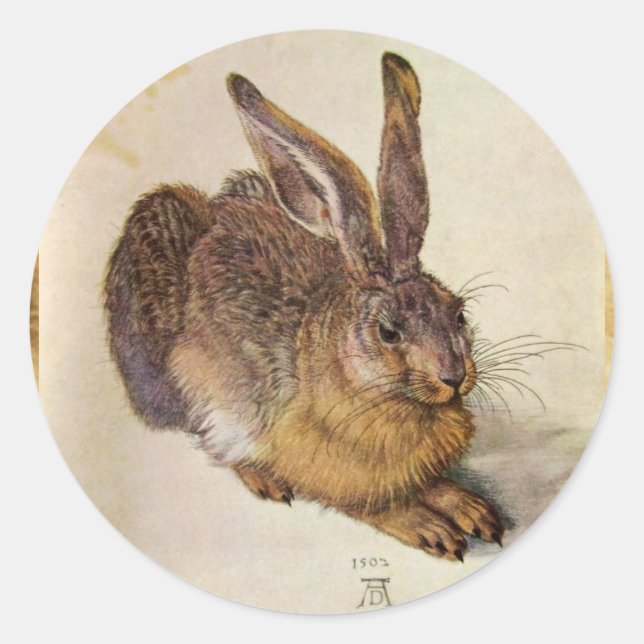 DAS RABBIT (Junge Hare) Runder Aufkleber (Vorderseite)