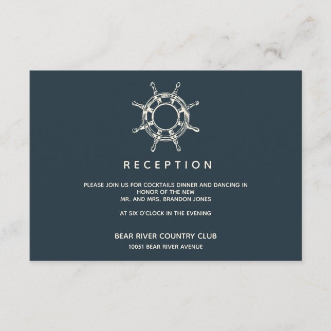 Das Rad des Schiffes | Hochzeitsempfang Begleitkarte (Vorderseite)