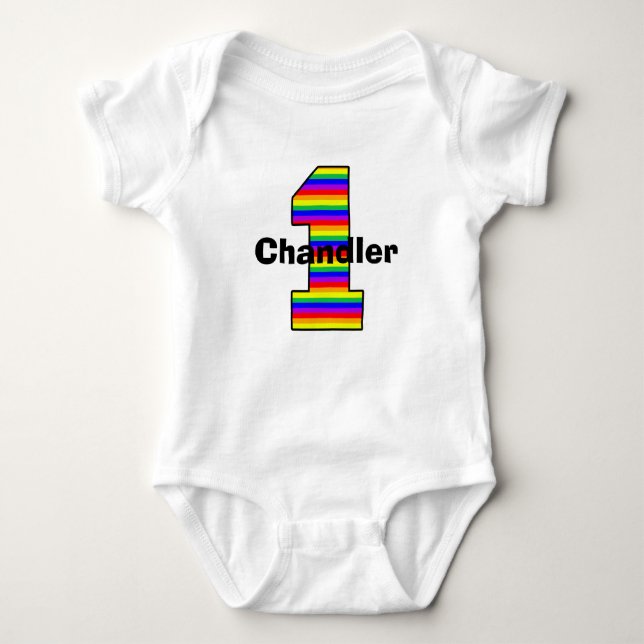 Das Rainbow Strip First Birthday Girl Shirt (Vorderseite)