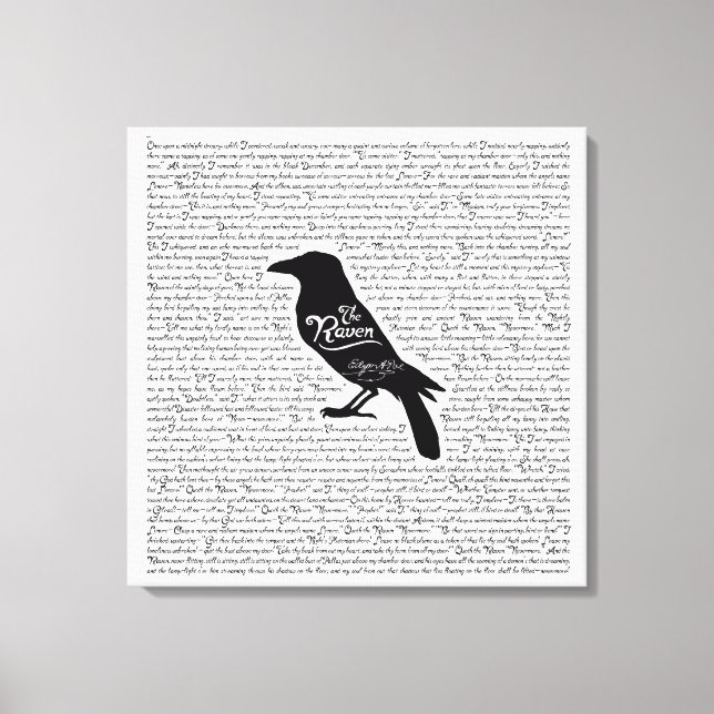 Das Raven Complete Gedicht von Edgar Allan Poe 12x Leinwanddruck (Vorderseite)