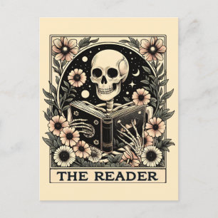 Das Reader Skeleton Tarot Card Poster Postkarte