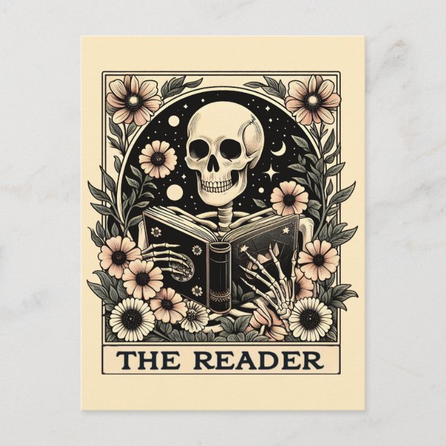 Das Reader Skeleton Tarot Card Poster Postkarte (Vorderseite)