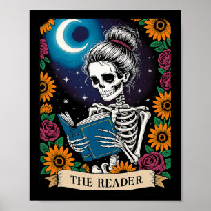 Das Reader Tarot Card Funny Book Lover Skeletts Re Poster