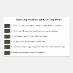 Das Recyceln nummeriert (Weiß) Rechteckiger Aufkleber